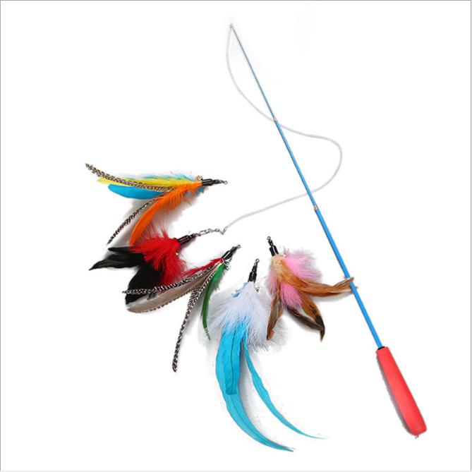 Pet Teasing Toy Telescopic rod with 5 replaceable heads