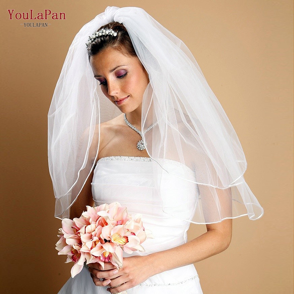 Youpapan V15 двухслойная вуаль из чистой пряжи с гребнем для волос ручная работа свадебная вуаль Короткое свадебное платье с вуалью