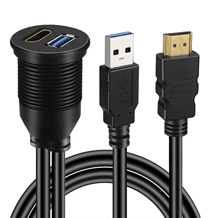 Удлинитель для панели приборной панели водонепроницаемый кабель 2 в 1 USB 3,0 и HD кабели передачи данных для автомобиля мотоцикла лодки