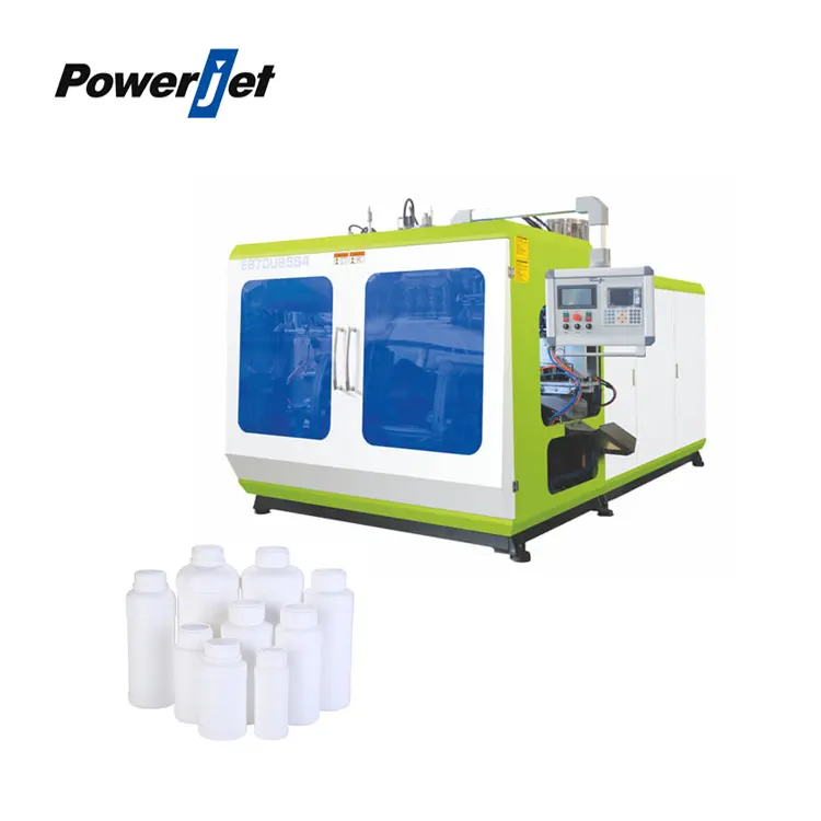 Powerjet High Speed Extrusion Blow Molding Machine Automatic Double Station 1 Liter 3 Cavity Bottle