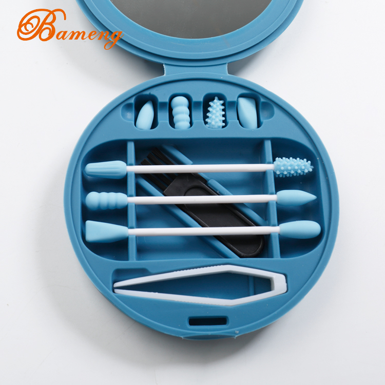 Reusable Silicone Buds Ear Cleaning Beauty Makeup Cosmetic Washable Cotton Swabs with Travel Case