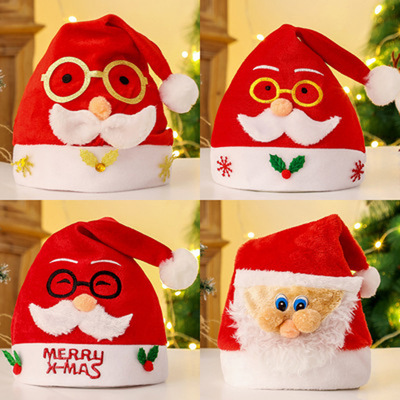 24 Designs Wholesale Christmas Santa Claus Plush Hat Decoration Christmas Party Warm Trendy Unisex Hats topper decor