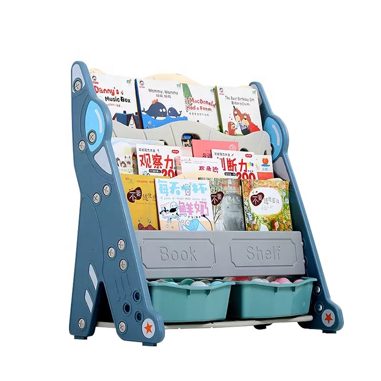 Factory Directly Selling High Quality and more Color Home Kindergarten Plastic Book Shelf in shelf kids room