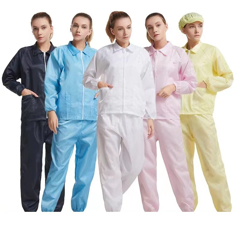 ESD antistatic cleanroom workwear clothes esd smock gown uniform polyester fabric garment