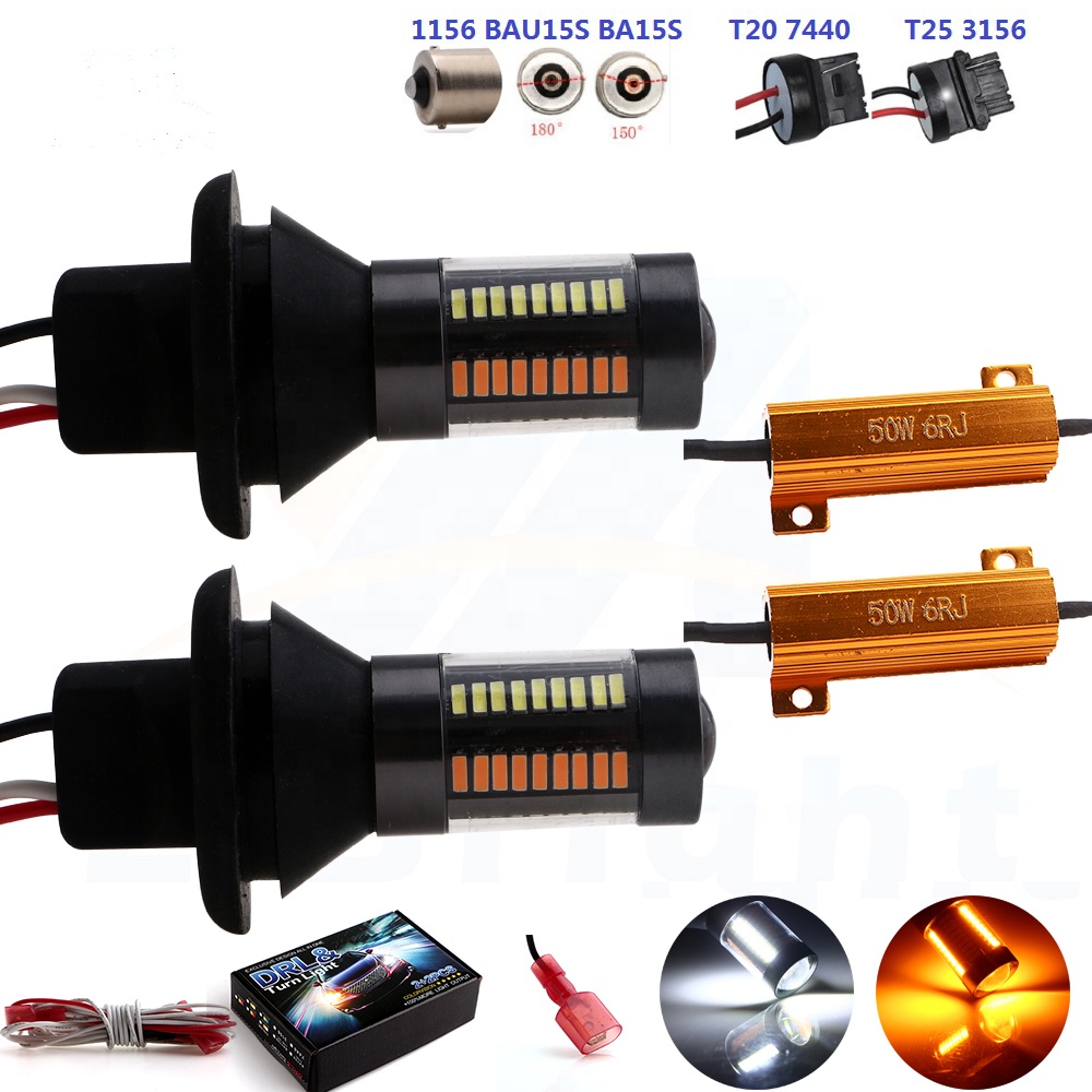 Canbus Белый Янтарный переключатель PY21W BAU15S P21W BA15S 3156 T20 7440 светодиодный DRL поворотный сигнал 4014 66SMD автомобильные фонари заднего хода