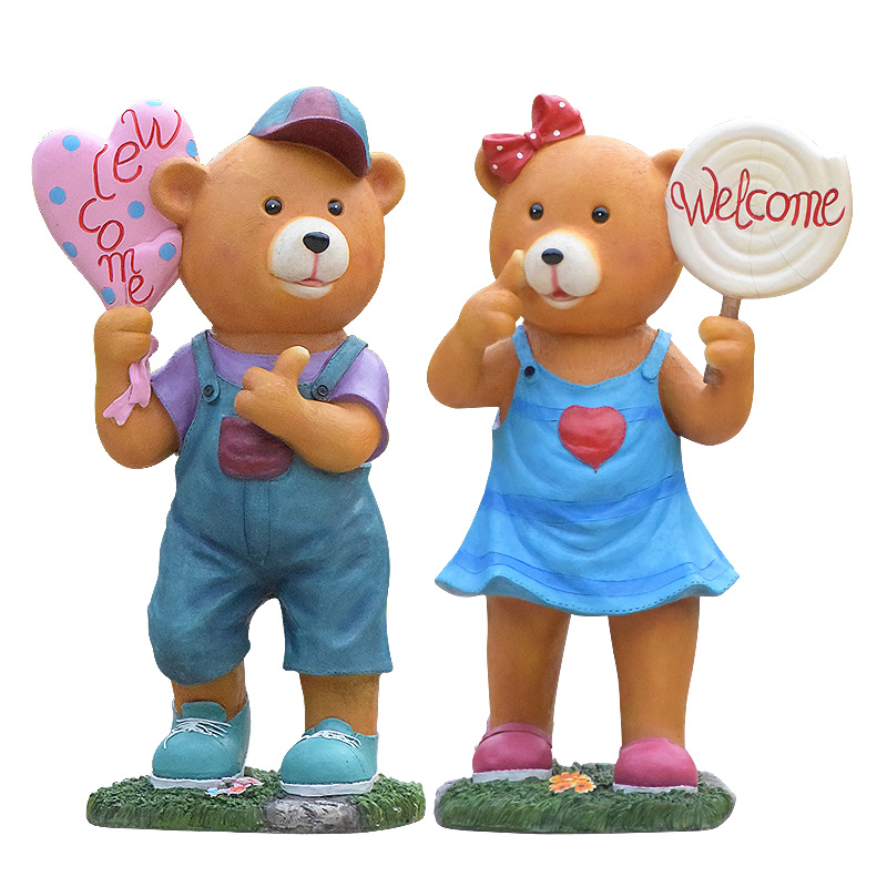 Garden Landscape Sculpture Garden Cartoon Bear Flower Tank Animal Shopping Mall Decoration
