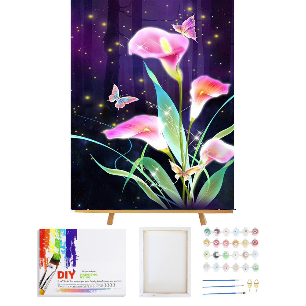 DIY Canvas Painting Paintworks Paint by Number Kits Adults Framed Butterfly flower customized Paint by Numbers for Kids Beginner