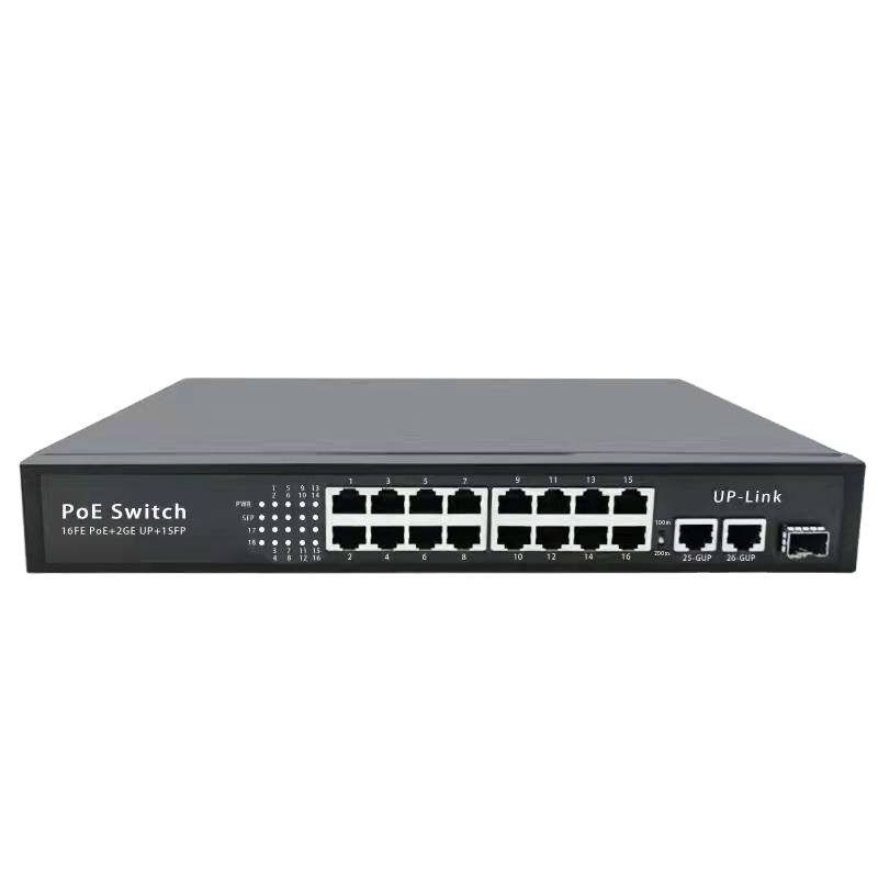 16-портовый коммутатор POE 16*100 м + 2 * Гигабитного uplink + 1 * SFP волоконный гигабитный порт uplink 16-портовый коммутатор POE