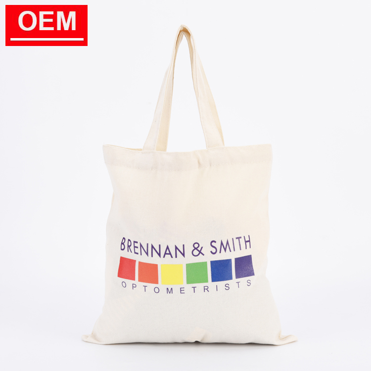 Plain cotton canvas tote bag with logo printing