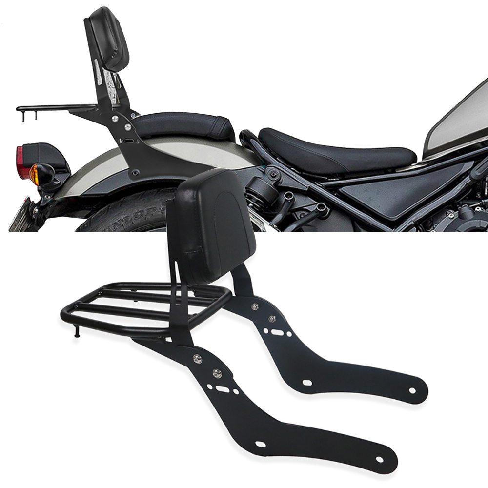For Rebel CMX300 CMX500 CMX 300 500 2017-2021 Black Leather Motorcycle Rear Passenger Backrest Back Pad Seat Backrest Sissy Bar