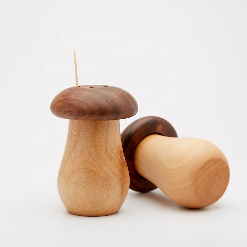 Wholesale Mushroom Shape Hotel Restaurant Home Toothpick Storage Box Eco Wooden Toothpick Holder
