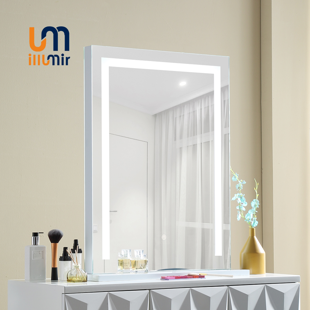 ILLUMIR Large Rectangle Table Top Dressing Mirror Beauty Barber Double Side Led Salon Mirror
