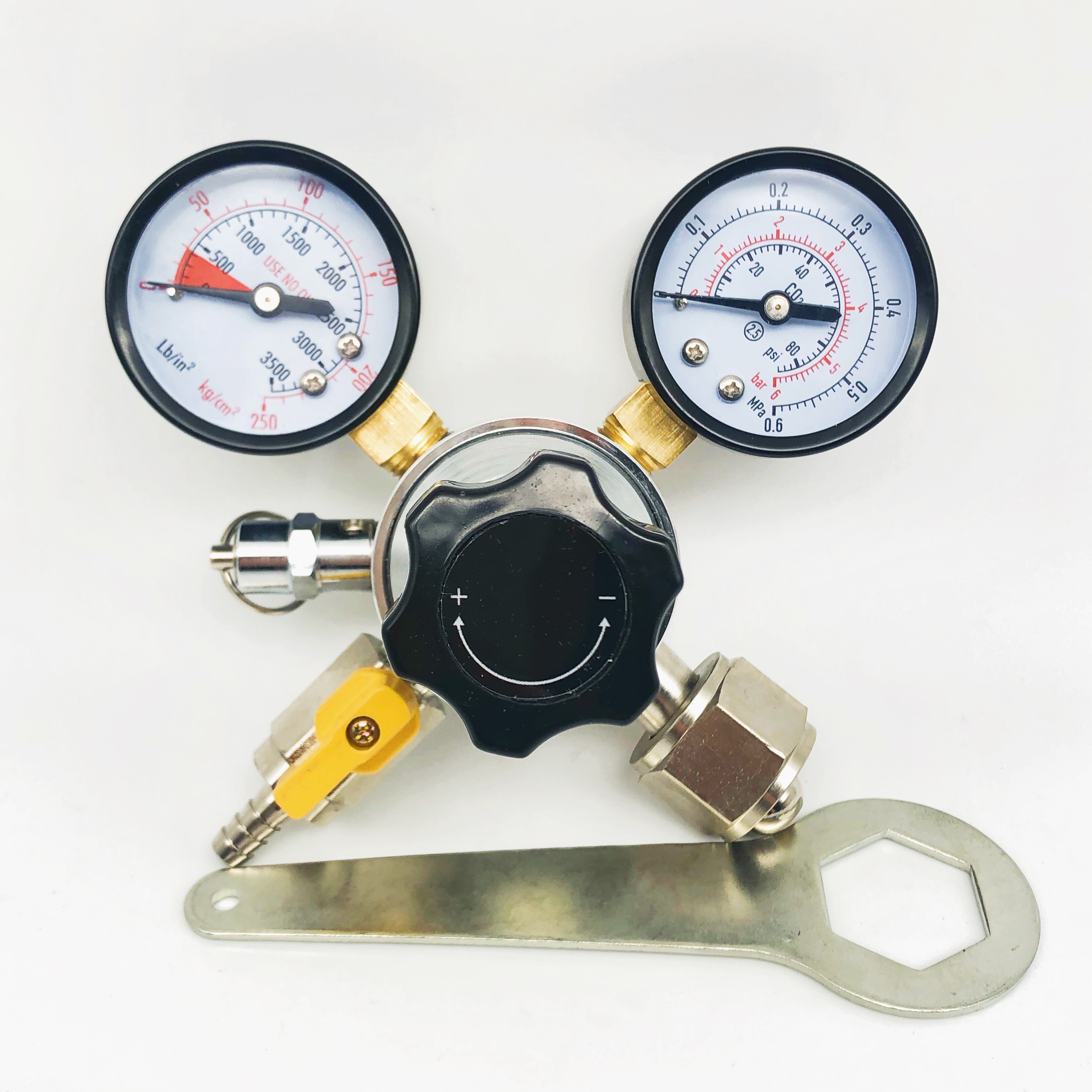 Bina Dual Gauge CO2 Draft Relief Valve Pressure Regulator CGA-320 CO2 Tank Beer Kegerator Regulator With Plastic handle
