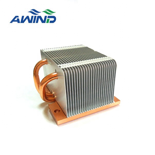 100W aluminum fin heat sink cooler with copper base radial heatsink