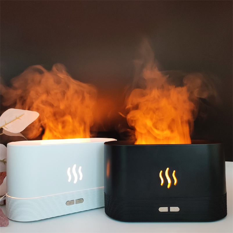 Mini Colorful Fire Led Diffuser Flame Customized Room Ultrasonic 180ml Usb Cool Mist Flame Lamp Aroma Difusor Humidifier