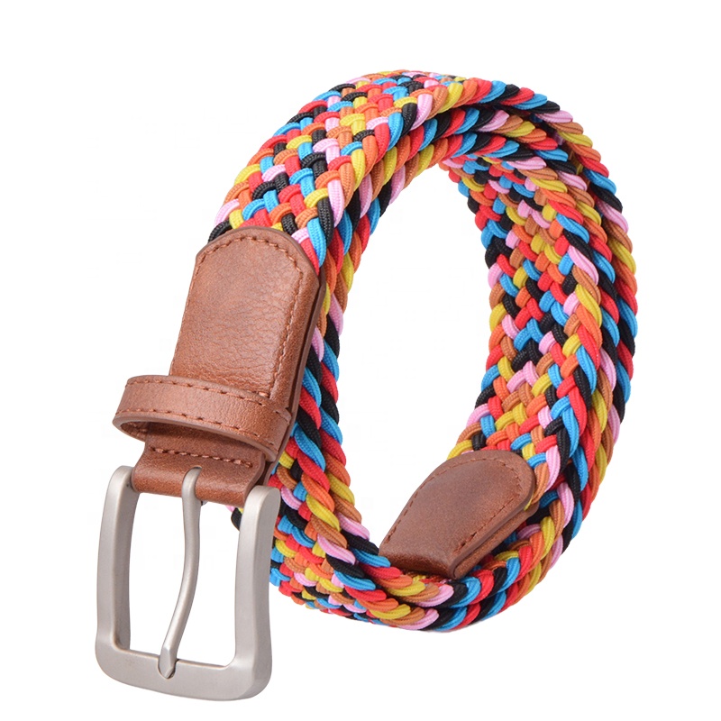 YWHCHI Elastic Braided Multicolored Stretch Belt - Casual Pants Jeans Woven Golf Belt for Men & Women