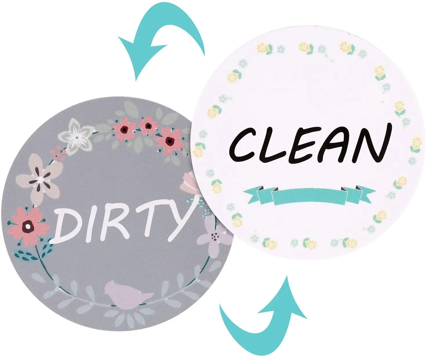factory supply Flip over clean and dirty side dishwasher magnet sign metal double sides washing sign for home