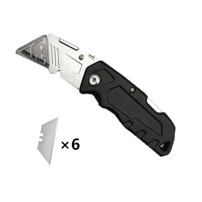 KB-215 Folding Utility Cutter Universal Safety Knife with 5PCS Replacement Blades