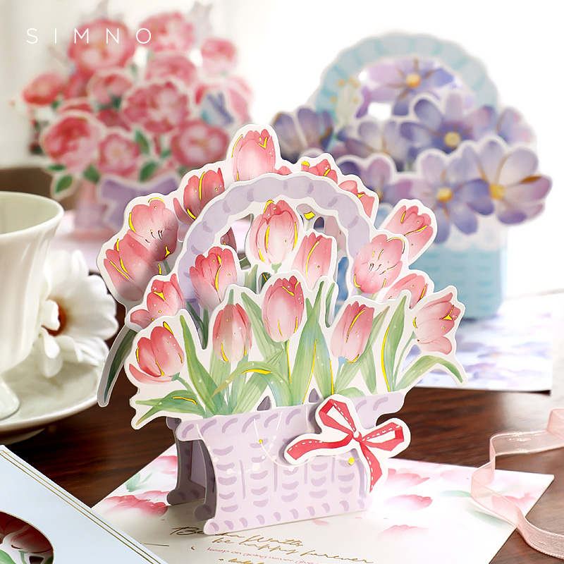 Customized 3D three-dimensional flowers and floral greeting cards for Christmas gifts, birthday greeting cards, couple gifts Mod
