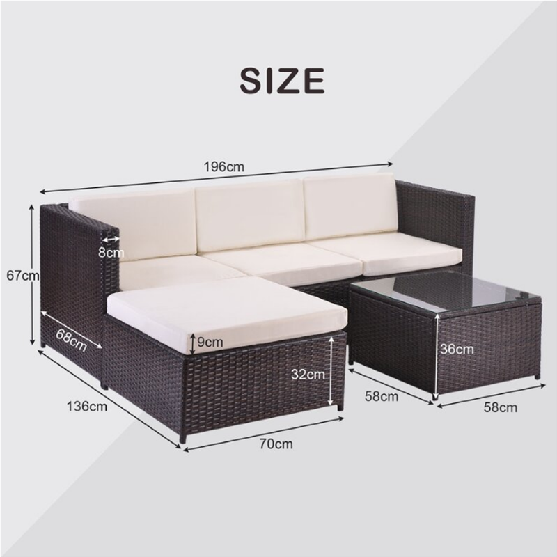 High quality modern patio furniture rattan aluminum garden sofa set outdoor