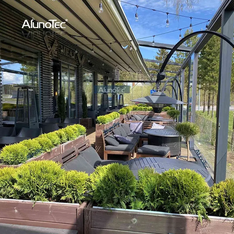 Outdoor Waterproof Aluminium Motorized Awning Retractable Roof Design for Restaurant Sunshading