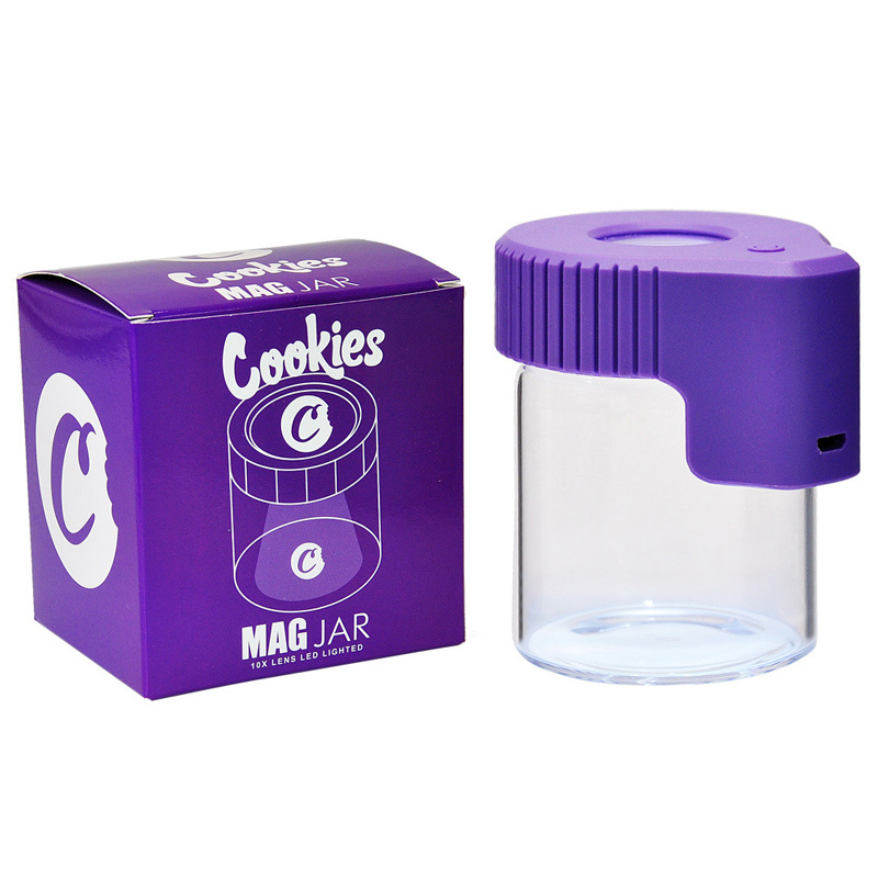 Custom Air Tight Storage Herb Stash Container Led Magnifying Mag Glass Weed Jar