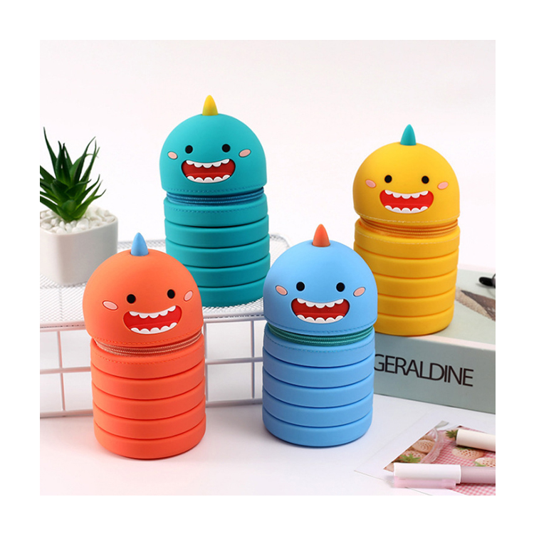 Hot Sallings School Pencil Case Cute Children Printed Large Capacity Silicone Pencil Case Pen Pencil Bags