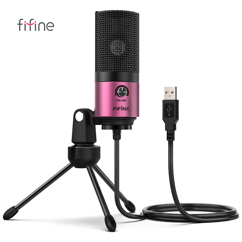 Fifine металлический розово-красный Настольный конденсаторный USB компьютерный микрофон для потоковой передачи Youtube K669
