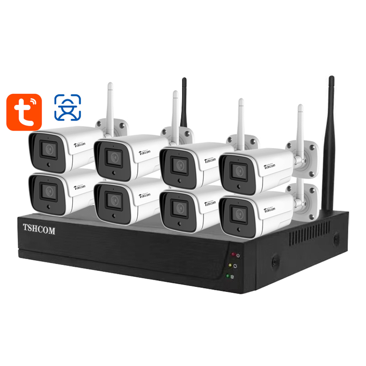 OEM Tuya 8ch Водонепроницаемый 1080p 5mp 4k Wi-Fi беспроводной 2-полосная аудио дома обнаружения движения человеческого cctv камеры безопасности системы nvr kit