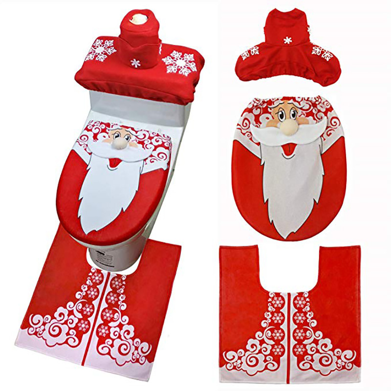 3 шт./компл. комплект чехлов и ковровых покрытий для унитаза Happy Santa, товары для рождественских украшений для ванной комнаты