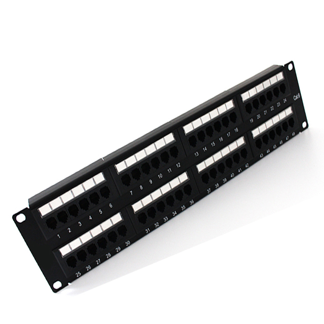 Made in China 2U 19 inch 19" 48 Ports Blank Patch Panel Cat6 Keystone RJ45 UTP Ethernet LAN Network Patch Panel