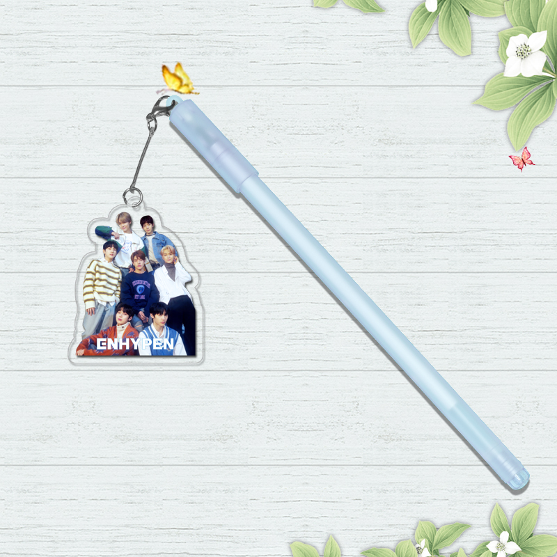 Customized Star Pendant Pen Kpop Plastic Gel Pen TXT ENHYPEN TWICE Peripheral Acrylic Pendant Gel Pen Student Exam Business Offi