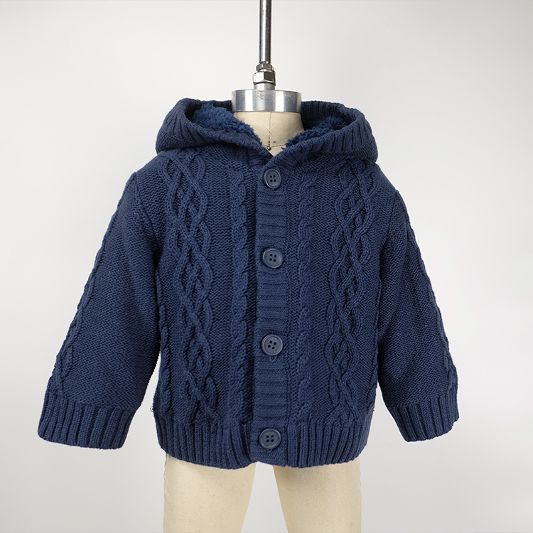 Winter baby Coat pure cotton hooded knit jacket pure toddler sweater