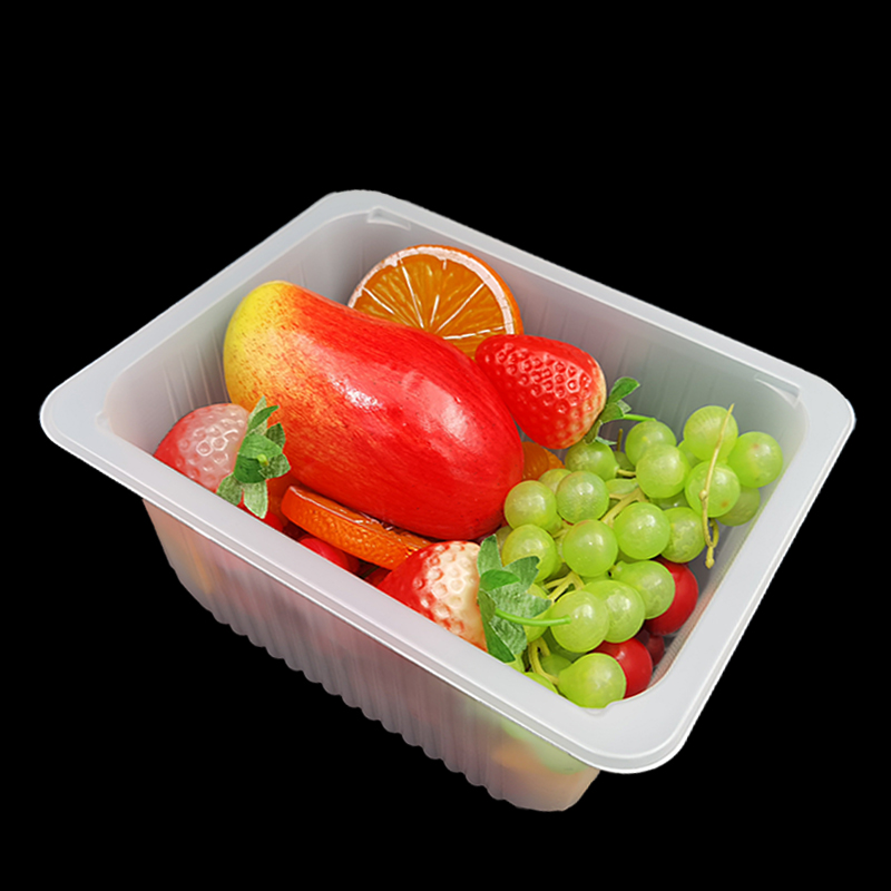 Белый пластиковый контейнер для упаковки замороженных продуктов с крышкой