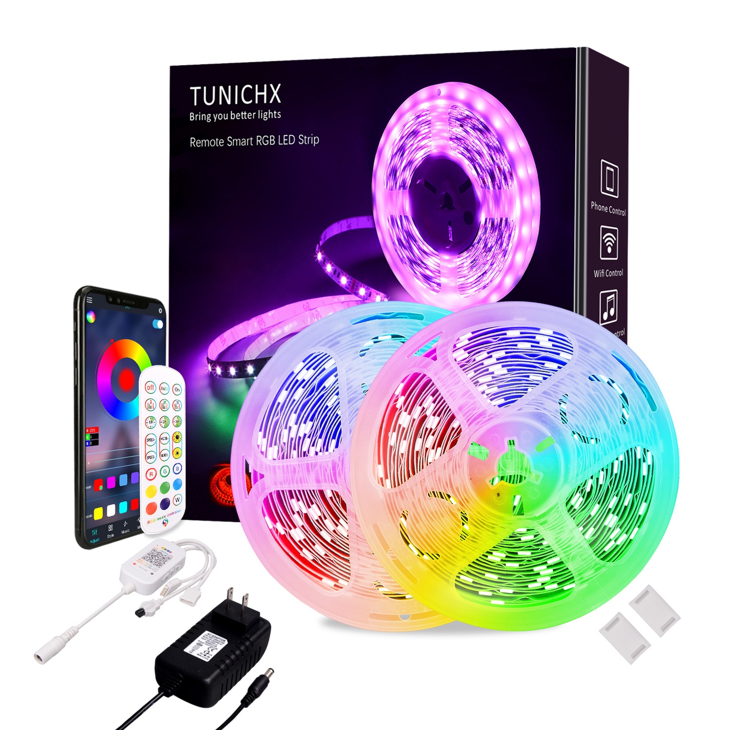 5 м 16,4 фута Wifi RGB световая полоса работает с Alexa, Google Home, управление смартфоном 5050 RGB Светодиодная лента с пультом дистанционного управления