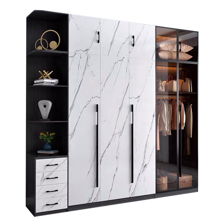 Luxury Chinese Cheap Home Hotel Bedroom Furniture Set Wood 6 Door Wedding Wardrobe