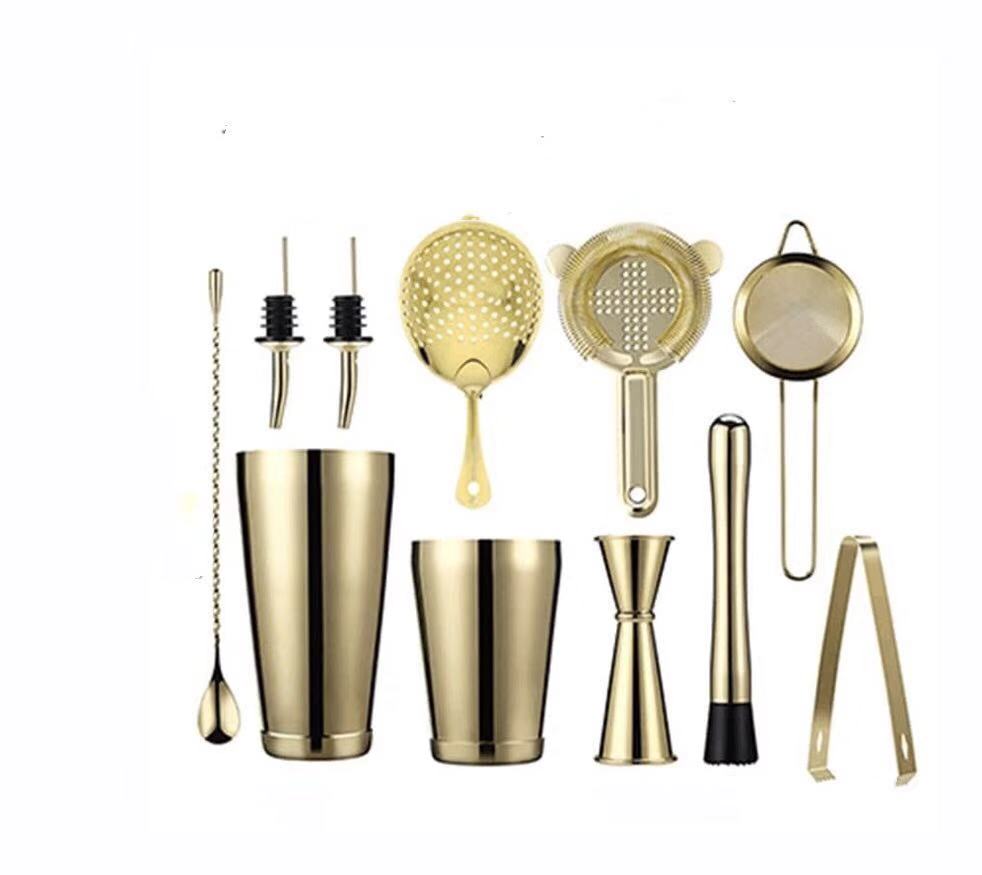 Cocktailshaker 750 мл золотой цвет блестящая Нержавеющая сталь Бостон 11 шт набор барный аксессуар барменный набор виски графин винный набор