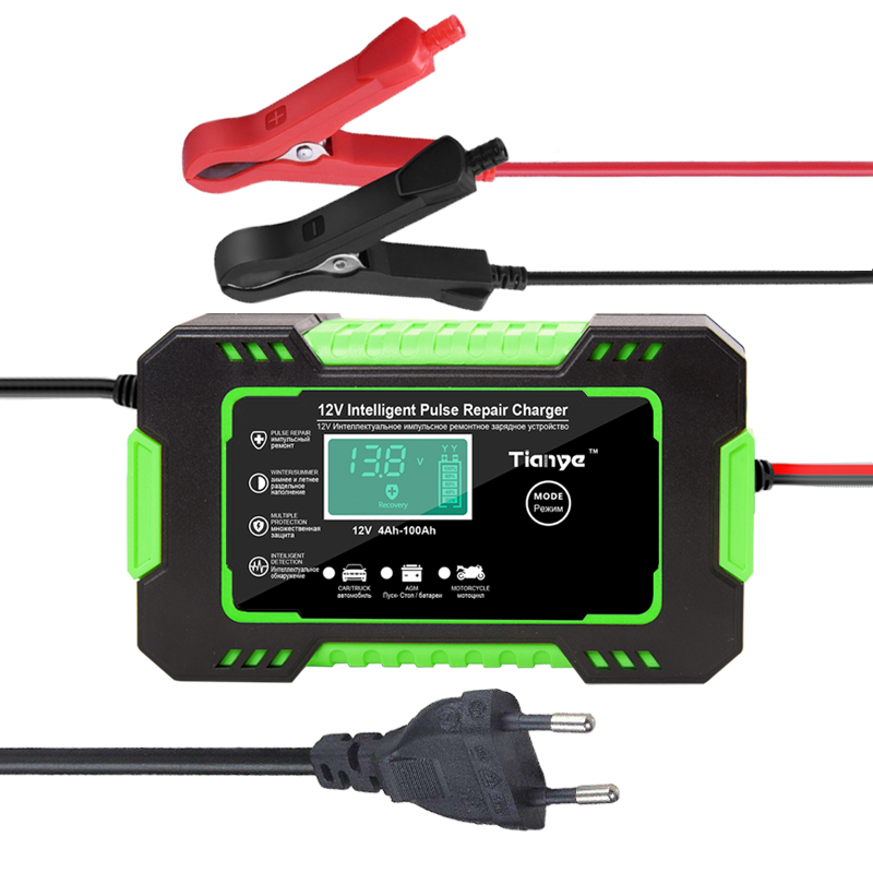 Auto battery charger 12V 6A motorcycle portable pulse lead-acid battery intelligent charger UK US EU AU