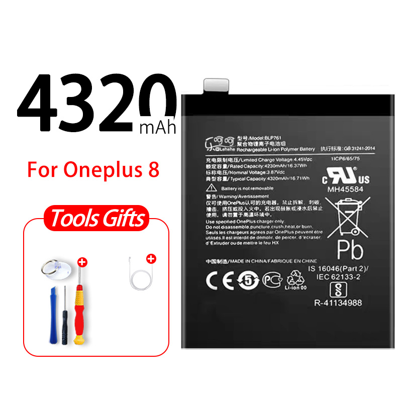 Оригинальный аккумулятор LEHEHE BLP761 для Oneplus 8 4320 мАч, сменные батареи для смартфона с инструментами, подарки