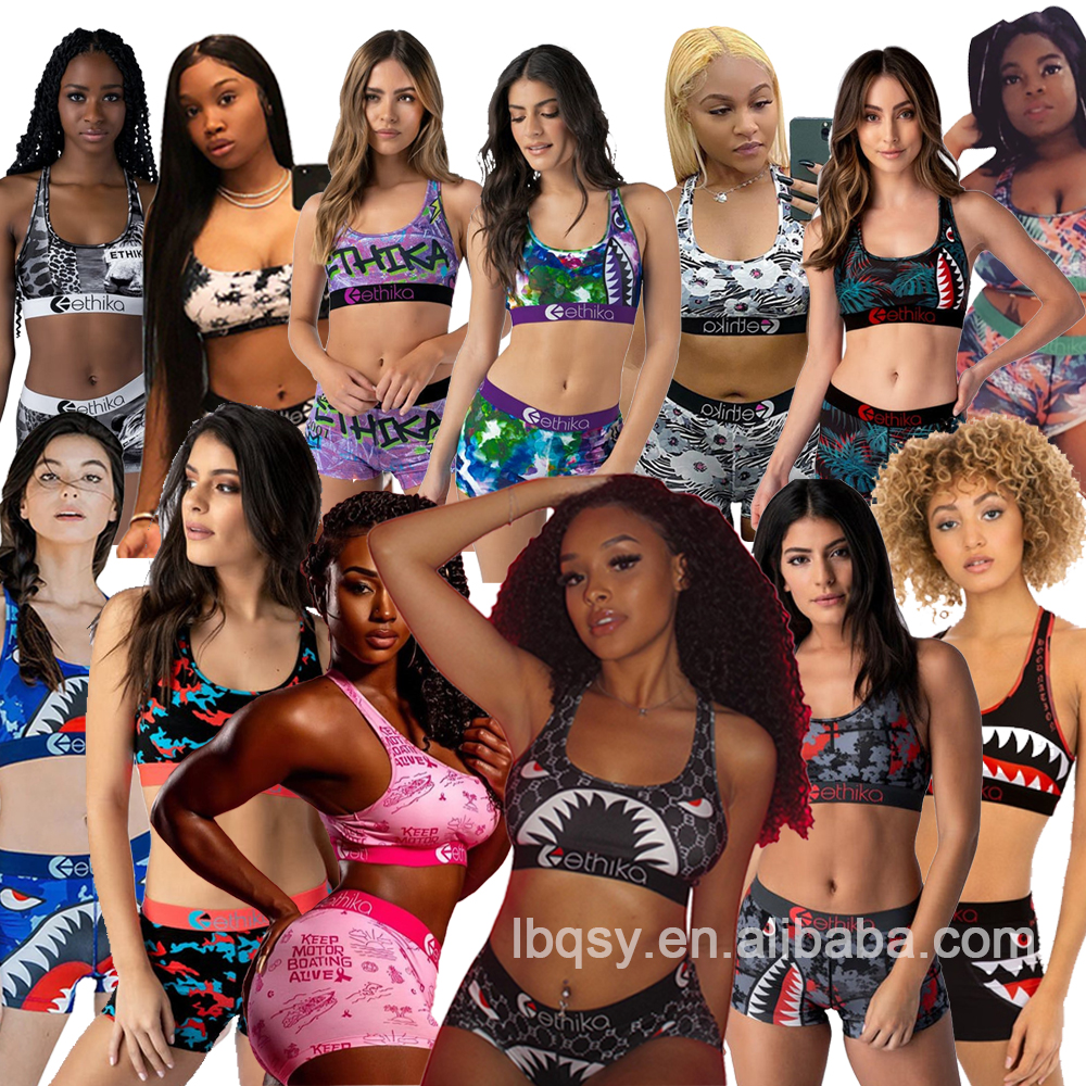 Сексуальная Женская одежда ETHIKA из двух предметов, спортивные комплекты, Эластичные Обтягивающие комплекты для плавания и шорты, женский комплект одежды Ethika из двух предметов