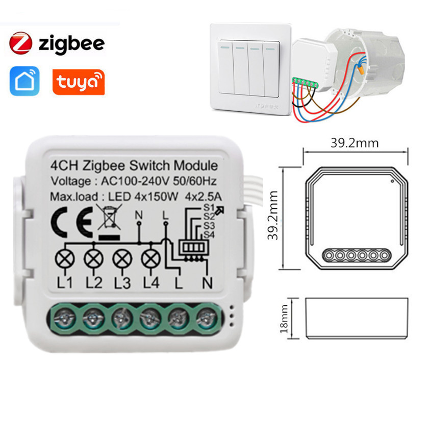 Новейший мини DIY Tuya ZigBee 3,0 Wi-Fi Умный выключатель света беспроводной триггерный релейный модуль 1/2/3 Gang умный дом жизни Беспроводное управление Alexa Google