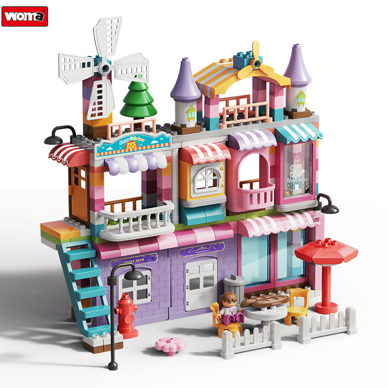 WOMA TOYS 2021 оптовая продажа Dream Villa DIY Бесплатная сборка больших строительных блоков OEM логическое мышление способность ломать игрушки