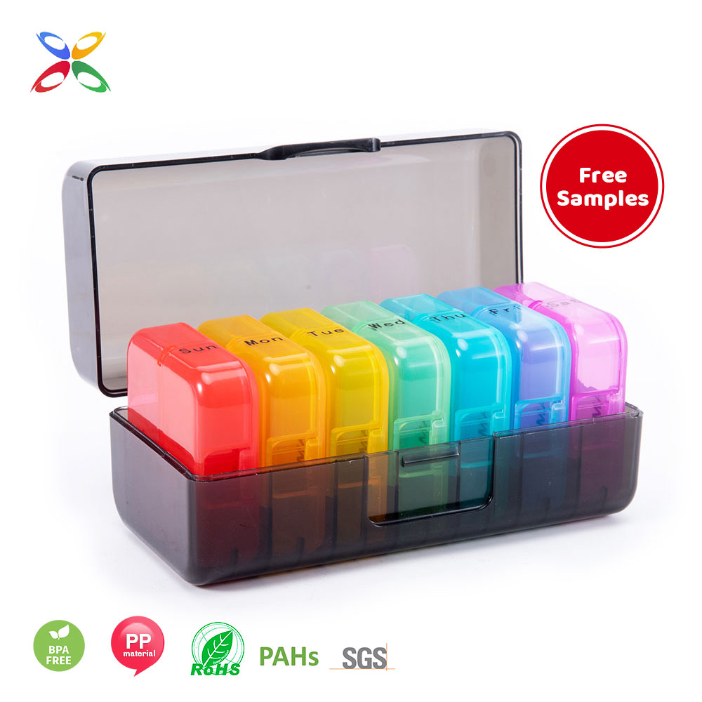 Free Sample 7 Days With 14 Grids Pill Travel Case Medicine Box Custom Pill Case