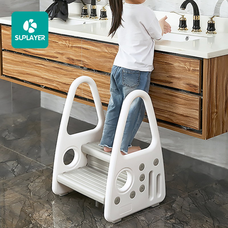 SUPLAYER children large footstool baby bedside ladder super strong folding wood kids toilet step 2021 stool portable