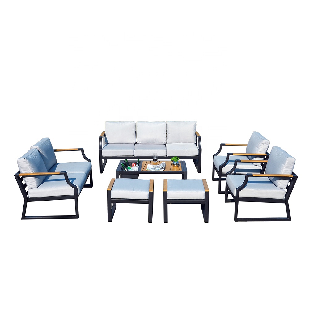 Outdoor 6 Seat Lounge Set Conternporary Sofa With Cushion