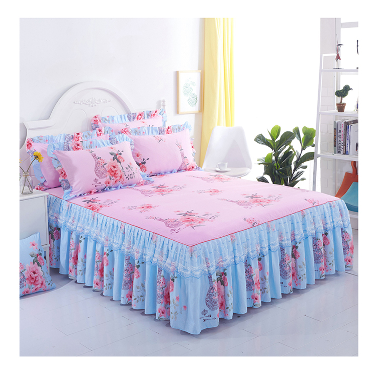 wholesale online modern bed sheet hotel home pillowcase skirt flower size bedding sets