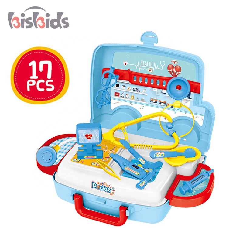 Health rescue tool set plastic kids doctor cart toy with 17 pcs