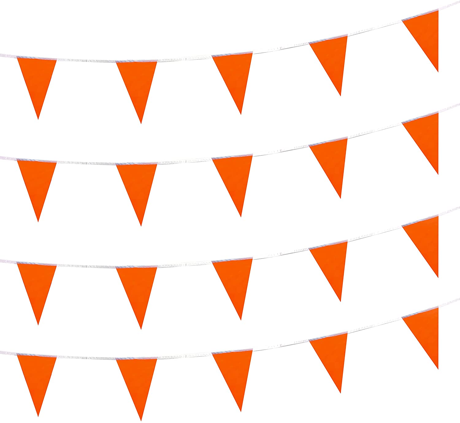 Solid Orange Pennant Banner Flags String Triangle Flags Decorations for Grand Opening,Birthday Party,Festival Celebration