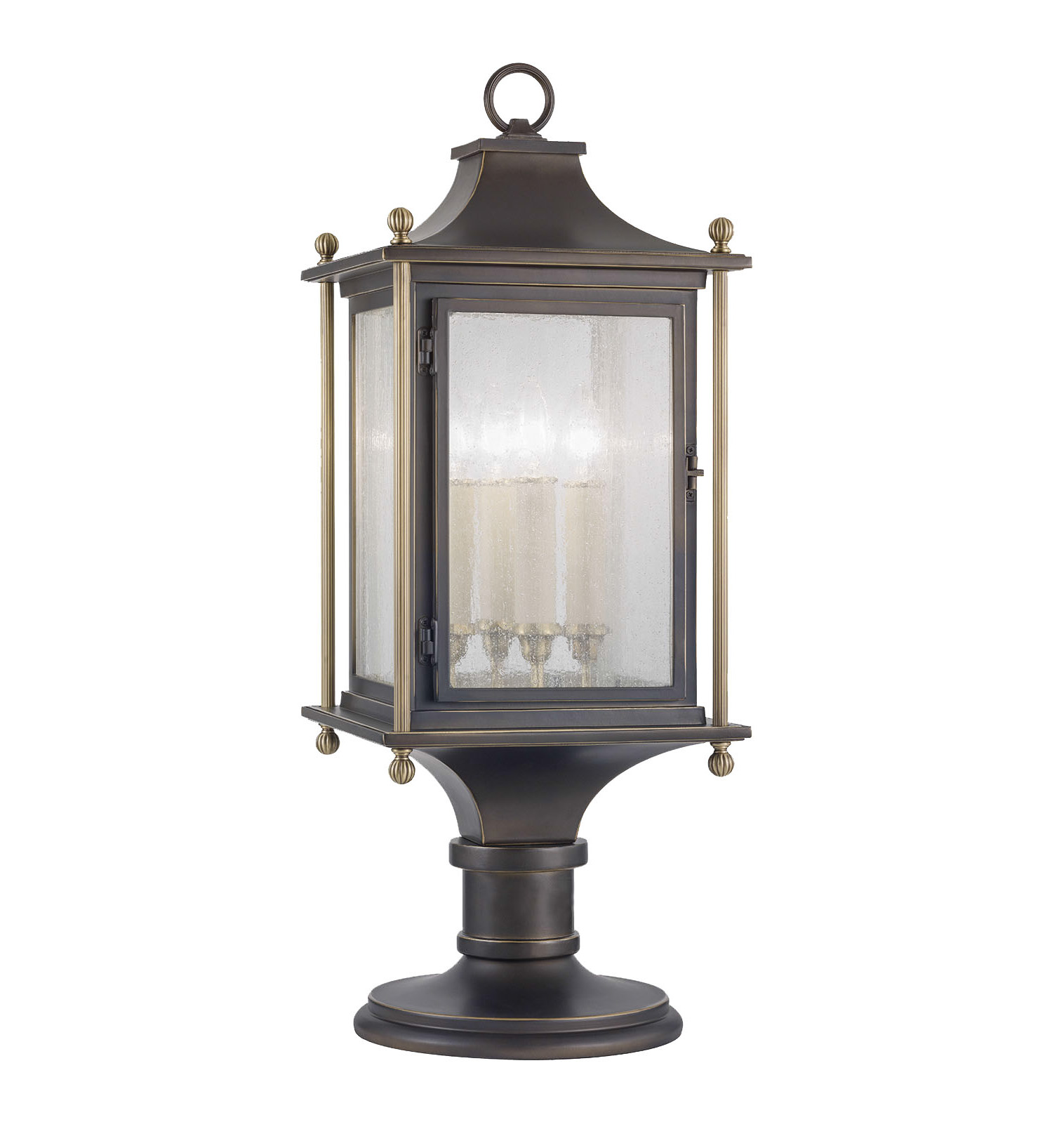 Classical lights Bronze/weather grey 4X60W outdoor post lighting clear seeded