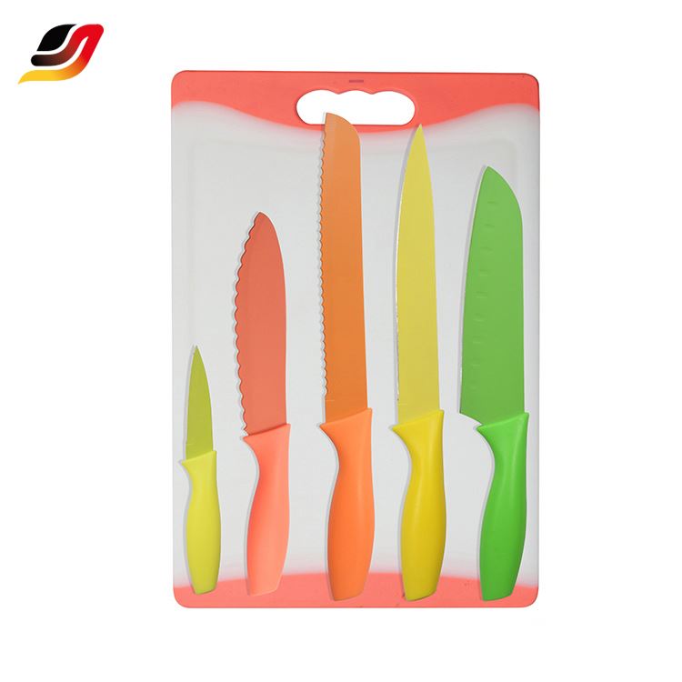 High-quality 6pcs Plastic Cutting Board Kitchen Knife Set